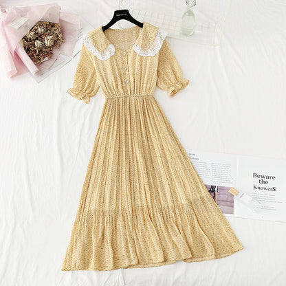 New baby collar Floral Chiffon Skirt French retro fairy skirt  4875