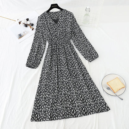 Slim inside with bottomed skirt long sleeve slim Chiffon Skirt  4831