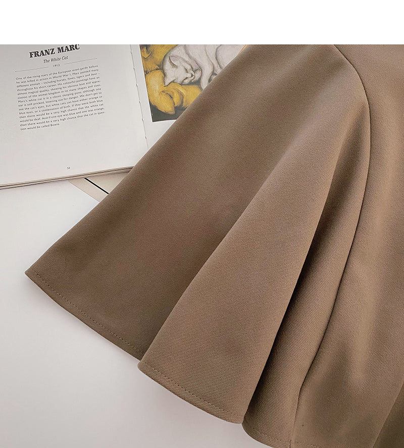 Korean fashion Hong Kong style leisure solid color anti light high waist skirt  5497