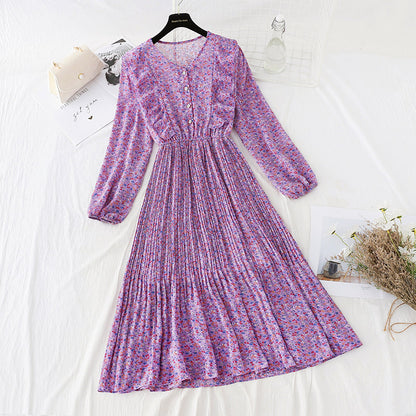 New Ruffle Chiffon Dress pleated skirt  4079