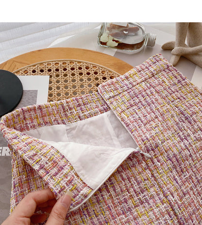 Korean version of A-shaped skirt with thin, fragrant style and tweed  5616