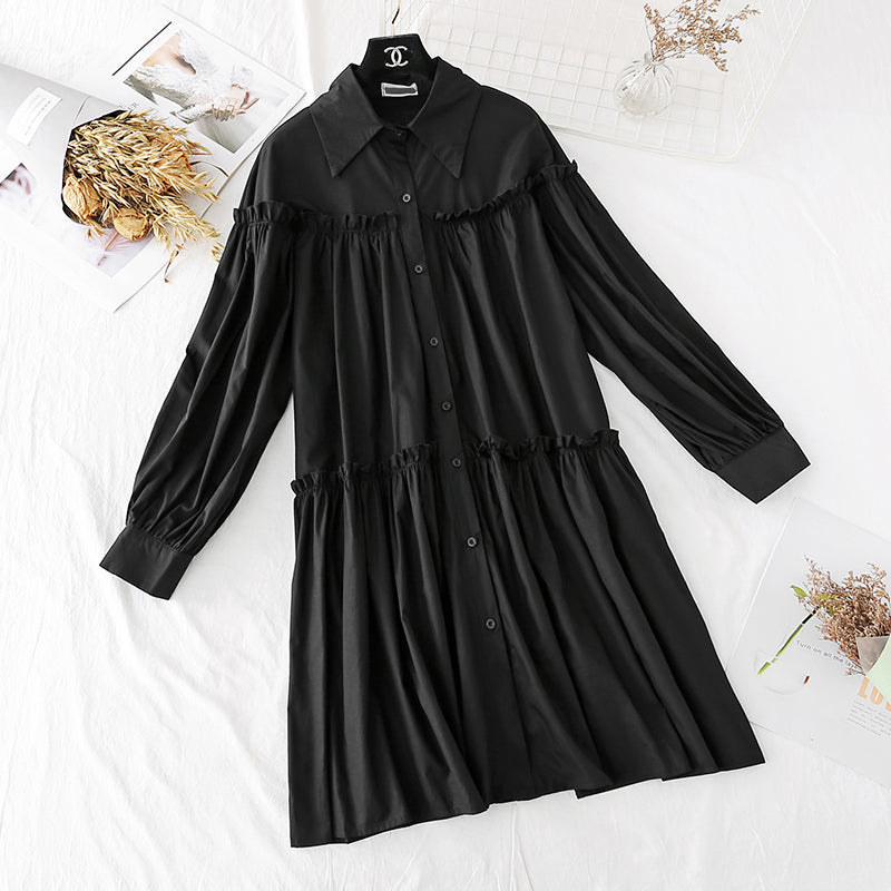Shirt dress light mature style, foreign style, loose and thin  4021