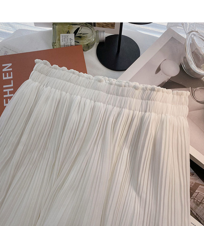 Pleated skirt, women's versatile fashion high waist A-line skirt  5462