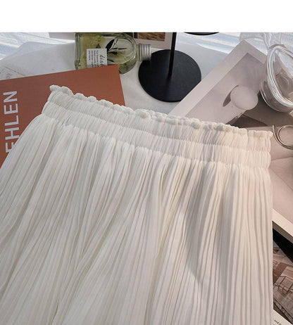 Pleated skirt, women's versatile fashion high waist A-line skirt  5462
