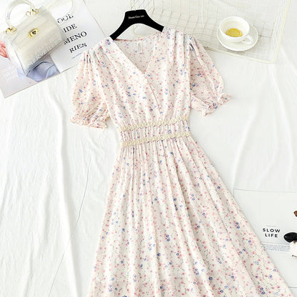 French Vintage chiffon dress with ruffle  4885