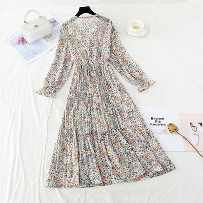 New lace up pleated waist for slim Pleated Chiffon Skirt  4712