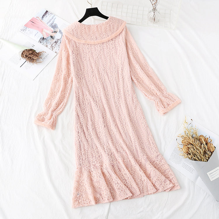 Lace dress doll neck fishtail long skirt fairy super fairy series  4581