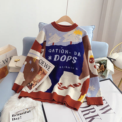 Cartoon sweater Korean knitted bottomed Shirt Top  4981