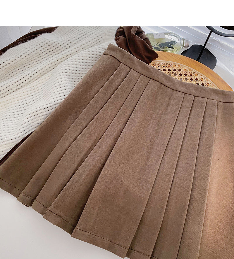 Pleated skirt with high waist and thin skirt  5506