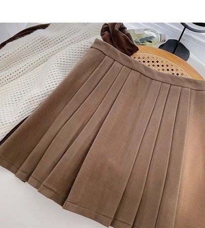 Pleated skirt with high waist and thin skirt  5506
