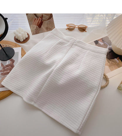 New Korean slim solid high waist A-line skirt  5609