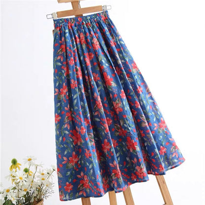 New, fresh, floral skirt, soft and flowing, pleated midi skirt  3577