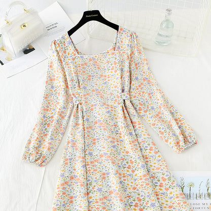 Slim waist with broken flower long skirt fairy super fairy series  3836