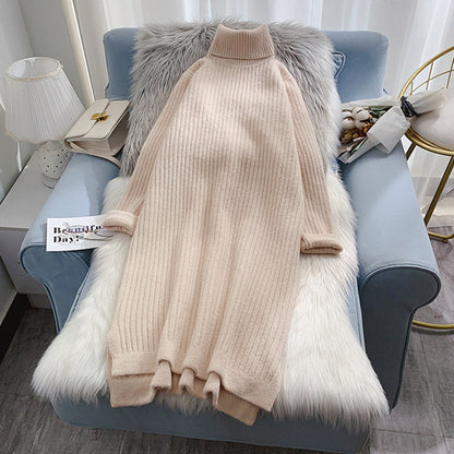 Medium length sweater women's Korean version loose over the knee  4931
