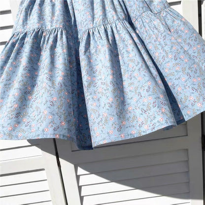 High waist floral skirt, fresh pleated skirt, short mini skirt  3582