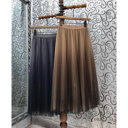 high waist elegant, fluffy fairy gauze A-line skirt  3696