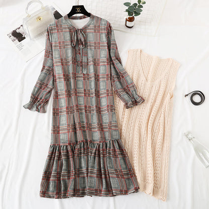 Fashion Net red chiffon bottomed dress for women  3865