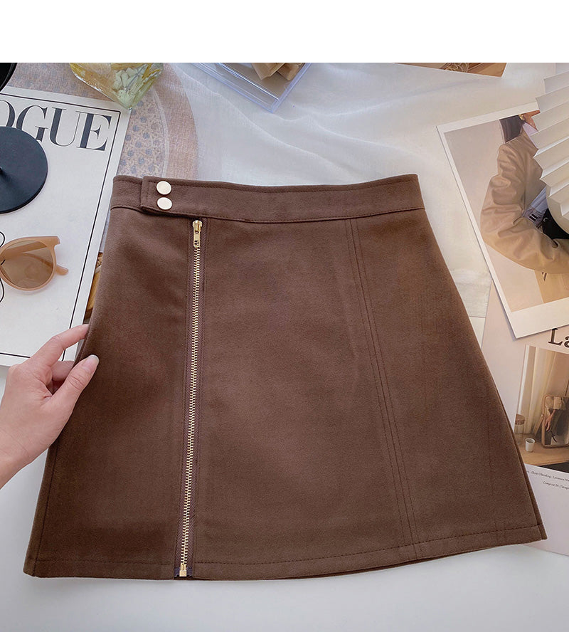 Slim design zipper high waist skirt  5375