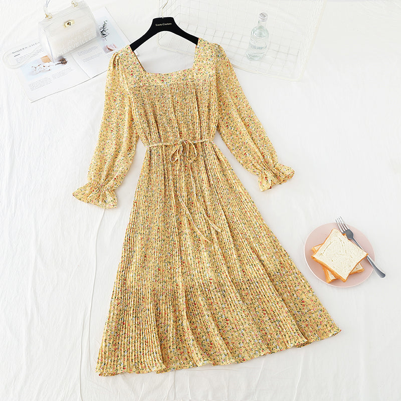 Japanese soft wind floral long sleeved dress  4708