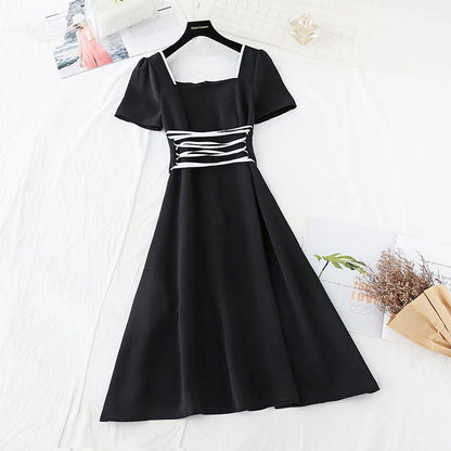 High waist shows thin temperament goddess linen dress children  4208