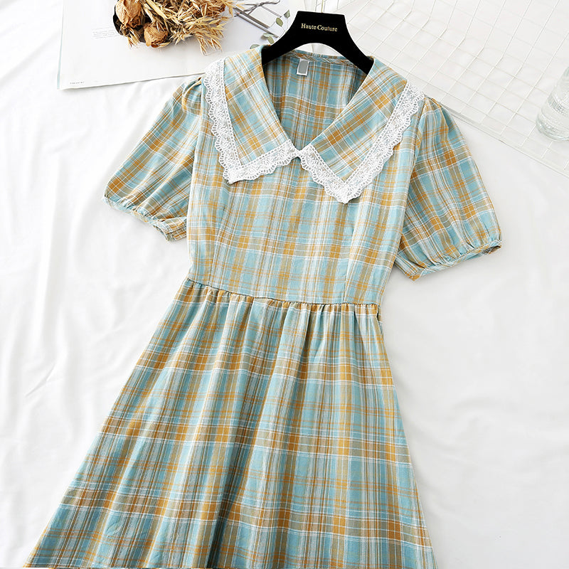 New style bubble sleeve fairy French retro sweet first love long skirt  4600
