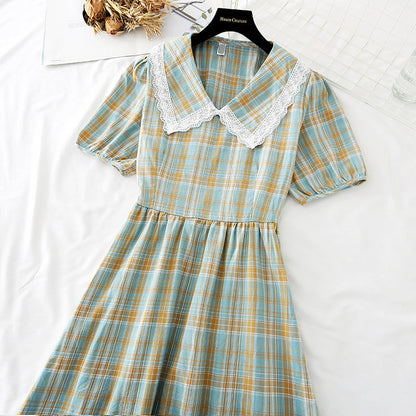 New style bubble sleeve fairy French retro sweet first love long skirt  4600