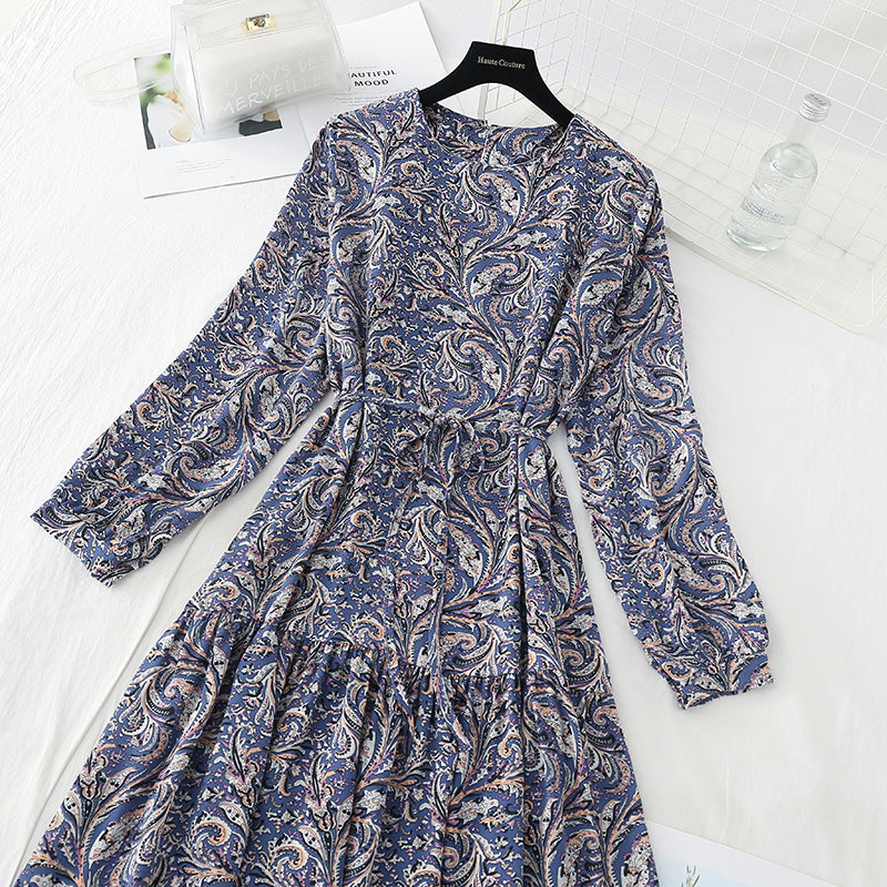 Gentle wind closing waist shows thin lace up temperament long skirt  3888