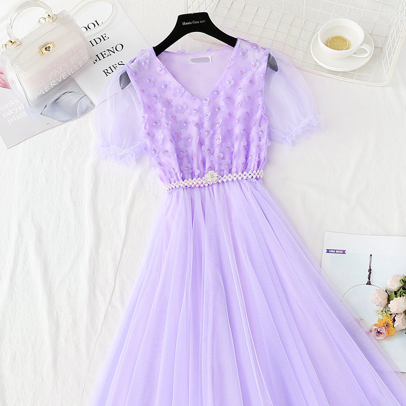 Long lace mesh skirt with slim waist  4895