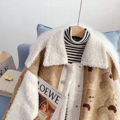 Fried Street lamb wool stitched sweater coat female  5240