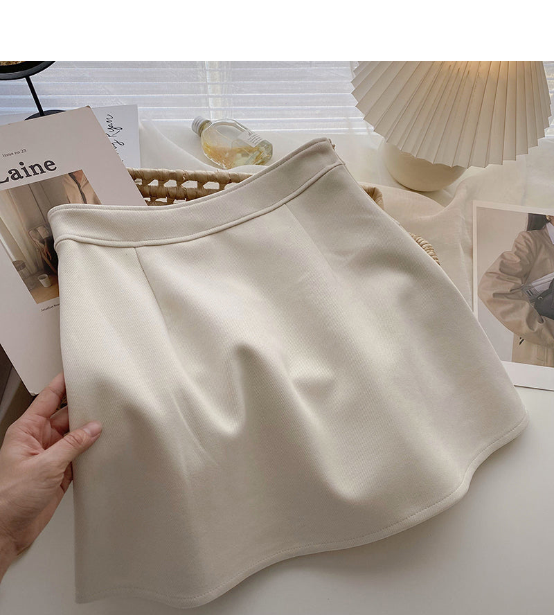 Slim and versatile age reducing personalized chain high waist A-line skirt  5572