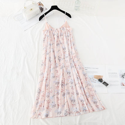 Floral Pleated Chiffon Skirt fairy super xiansen French dress  4684