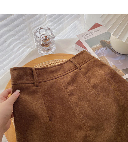 New Korean style Hong Kong style leisure solid color high waist skirt  5430