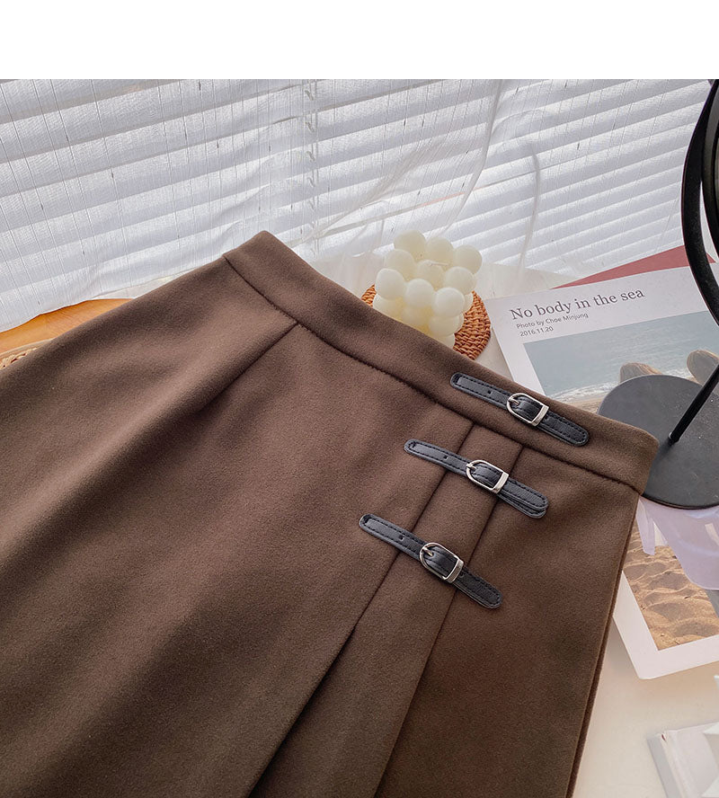 Pleated skirt is thin, A-line high waist and versatile short skirt  5422
