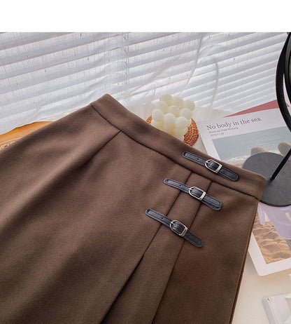 Pleated skirt is thin, A-line high waist and versatile short skirt  5422