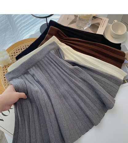 Pleated skirt, women's design, versatile knitted skirt  5271