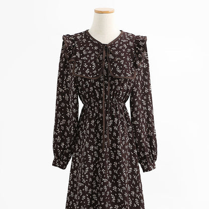 Vintage floral dress looks thin, fragrant and medium length skirt  3740