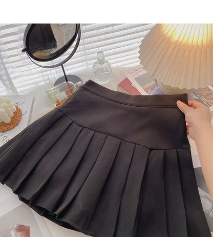 Foreign style aging day high waist pleated skirt  5348