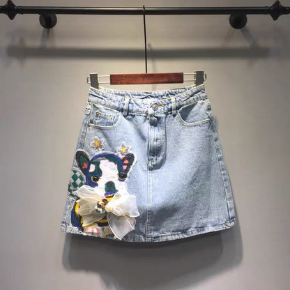 High waist jeans skirt, new style, big size, chic, versatile, A line skirt  3559