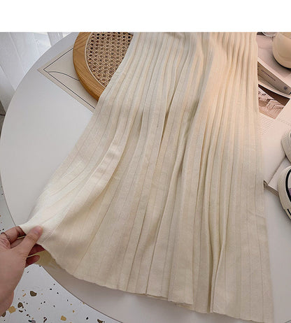 Retro fashion niche A-shaped high waist knitted skirt  5756