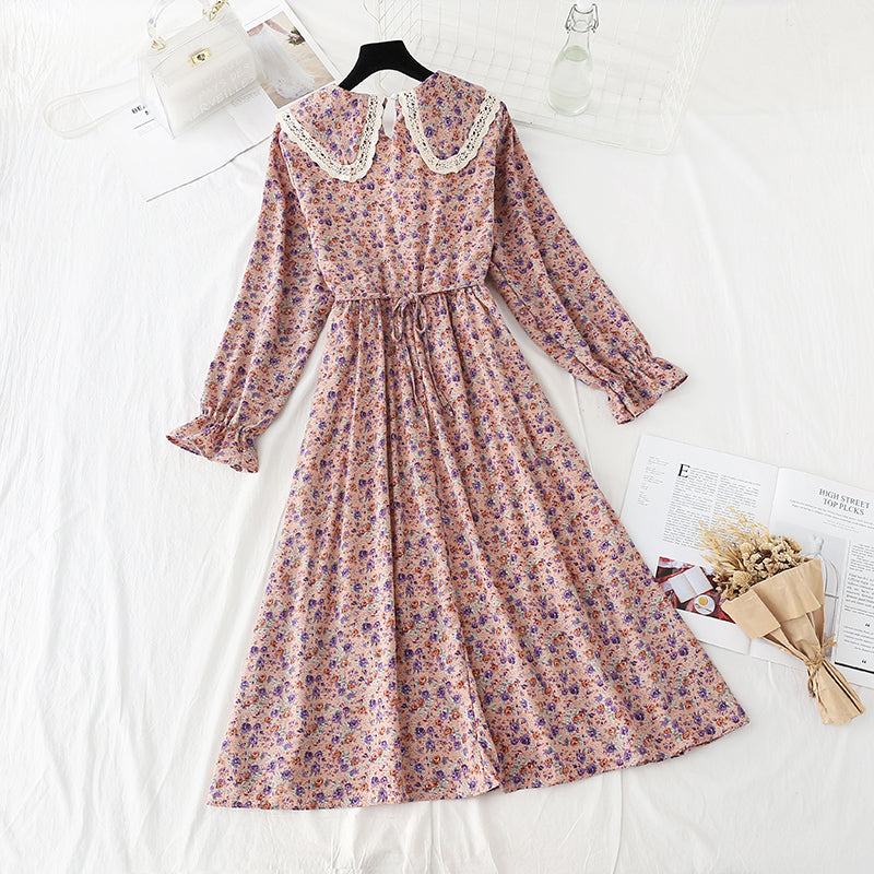 Doll neck hollow out age reducing thin dress female  4560