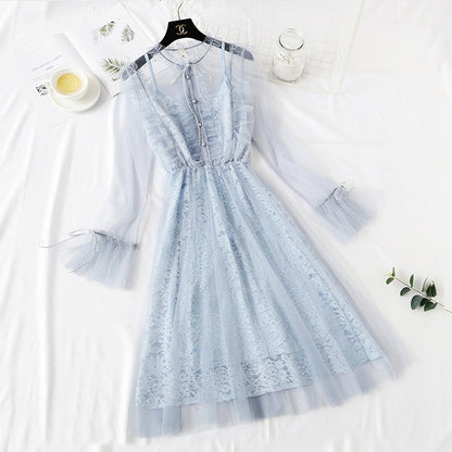 Minority French retro doll dress with lace dress  4324