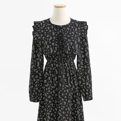 Vintage floral dress looks thin, fragrant and medium length skirt  3740