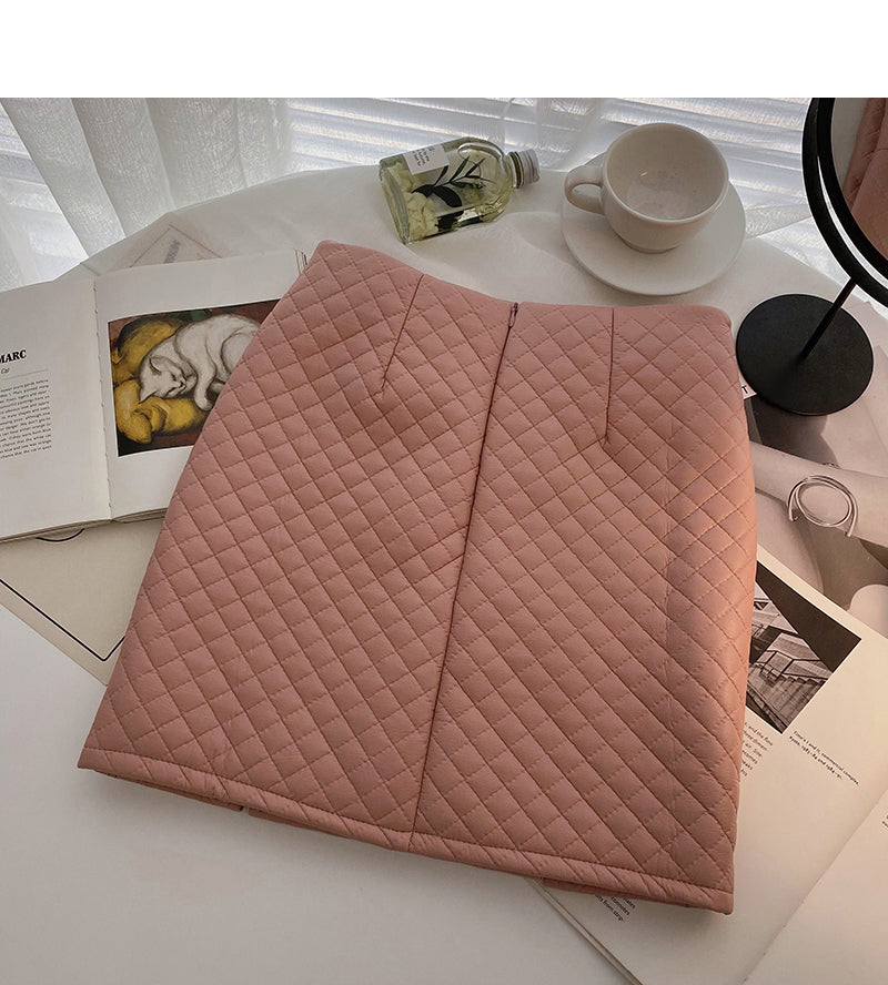 Leather Plaid slim design Hip Wrap Skirt  5484