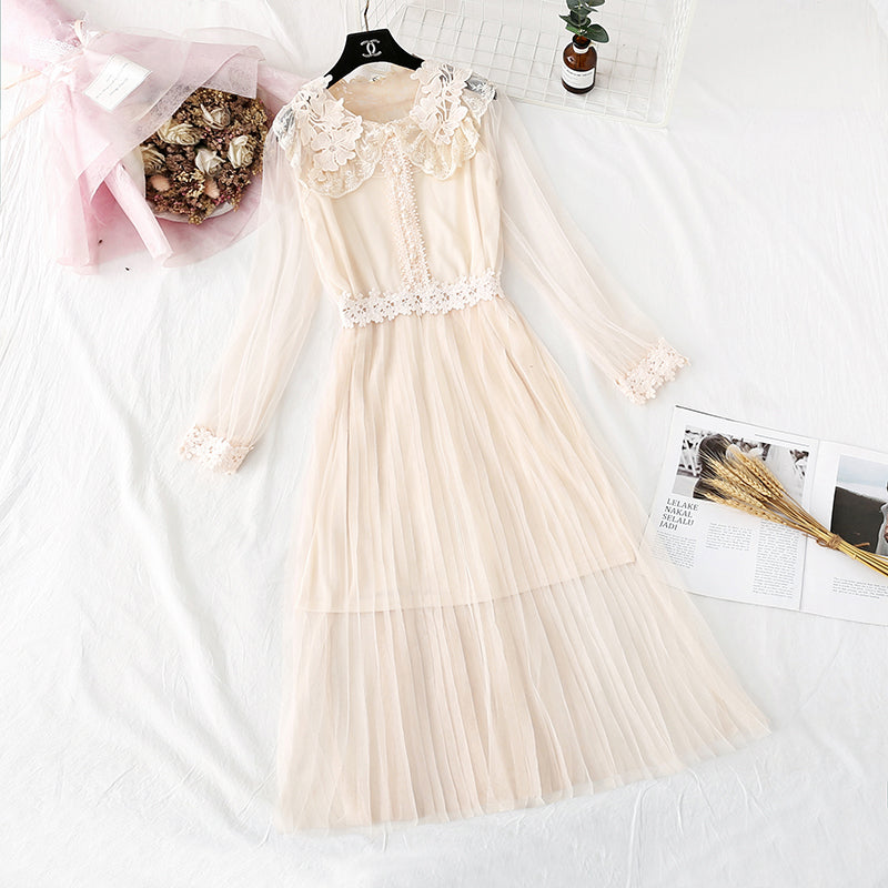 Lace flower mesh sling backing two-piece suit  3963