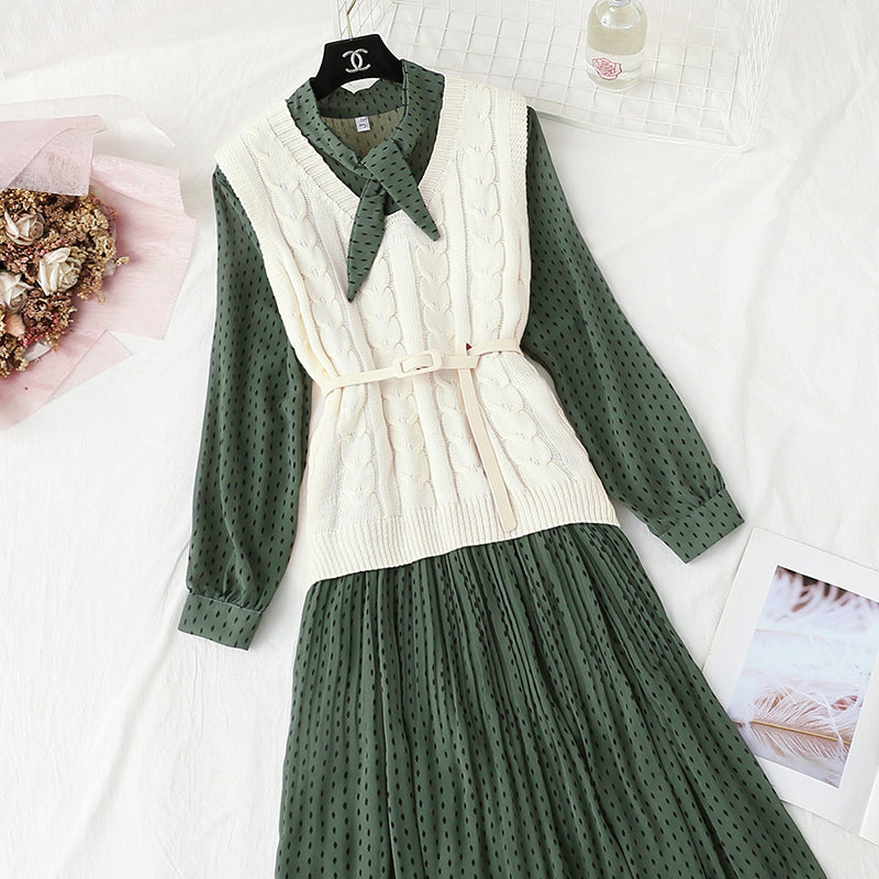 New style small fragrance fashion skirt foreign style two-piece set  4447
