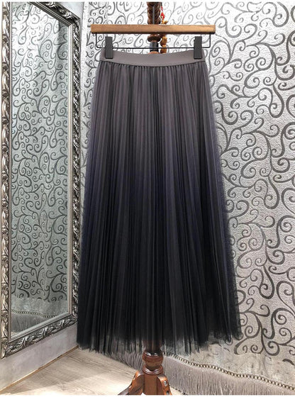 high waist elegant, fluffy fairy gauze A-line skirt  3696