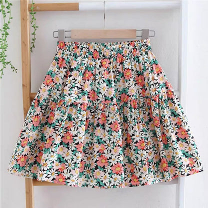 Spring and summer floral skirt, high waist A-line umbrella skirt , safety bouffant skirt  3587