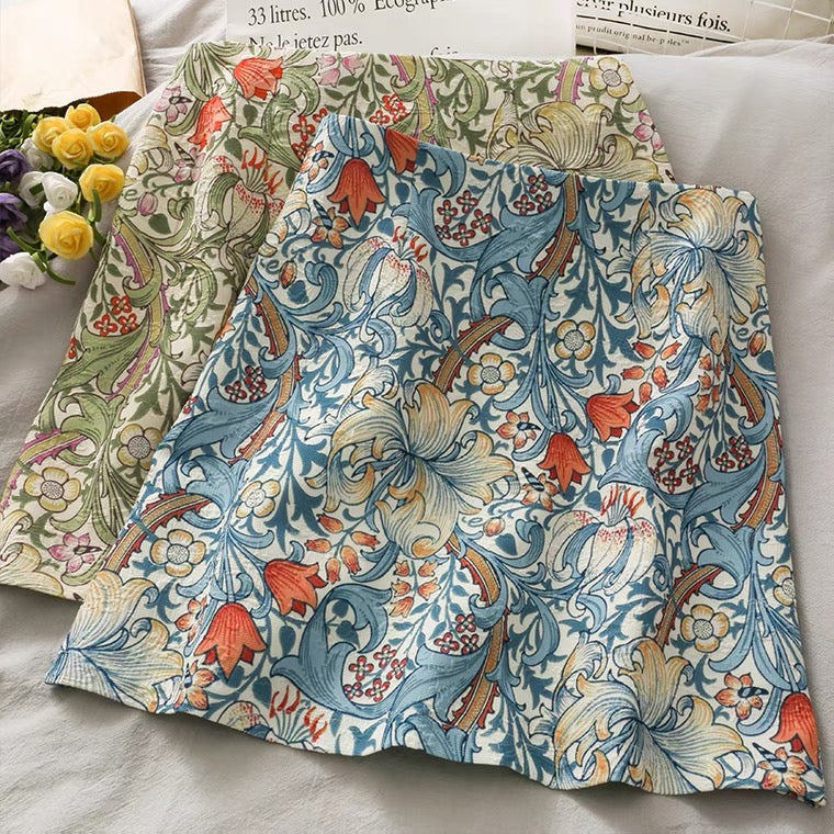 New style, vintage style, printed high waist, A-line bodycon skirt  3598