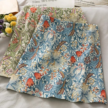 New style, vintage style, printed high waist, A-line bodycon skirt  3598