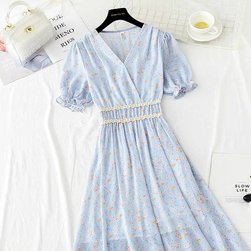 French Vintage chiffon dress with ruffle  4885